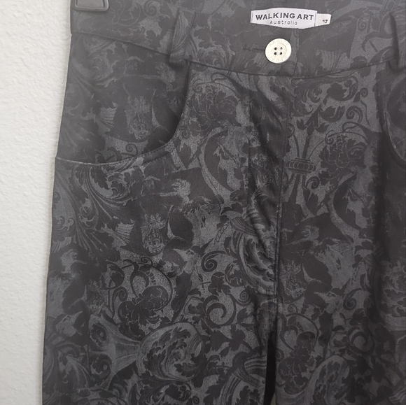 Black scroll print high rise jeans jeggings size 4 - Picture 4 of 6